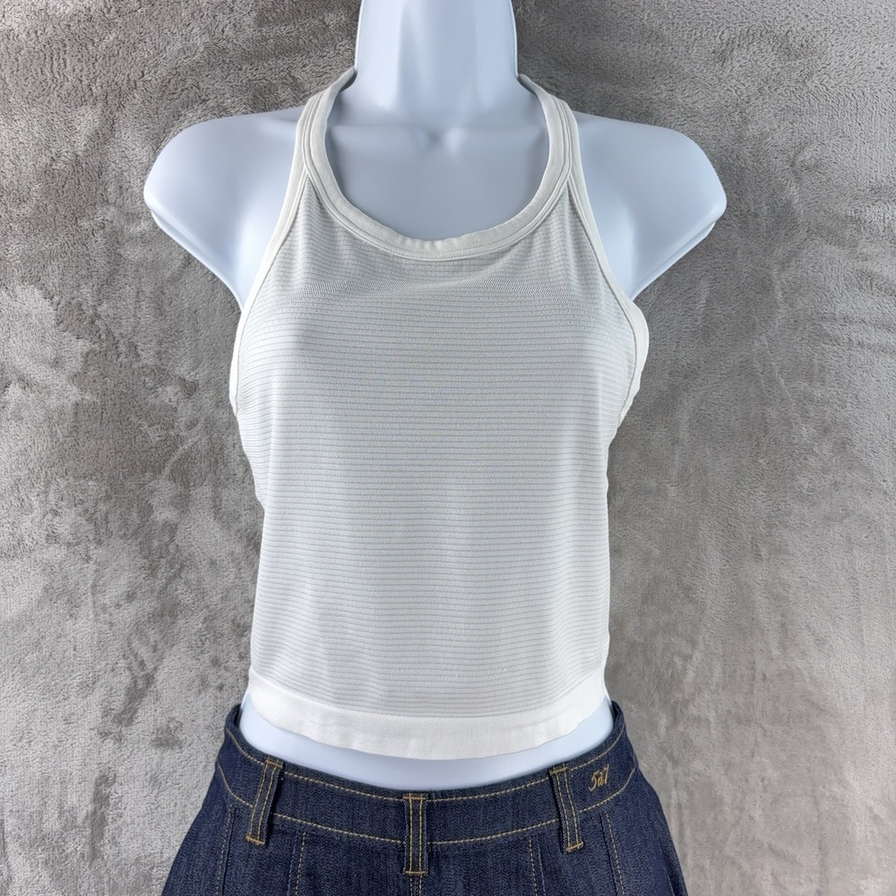 Lululemon Racerback Tank Top Womens Size 8 White‎ Ribbed Athletic